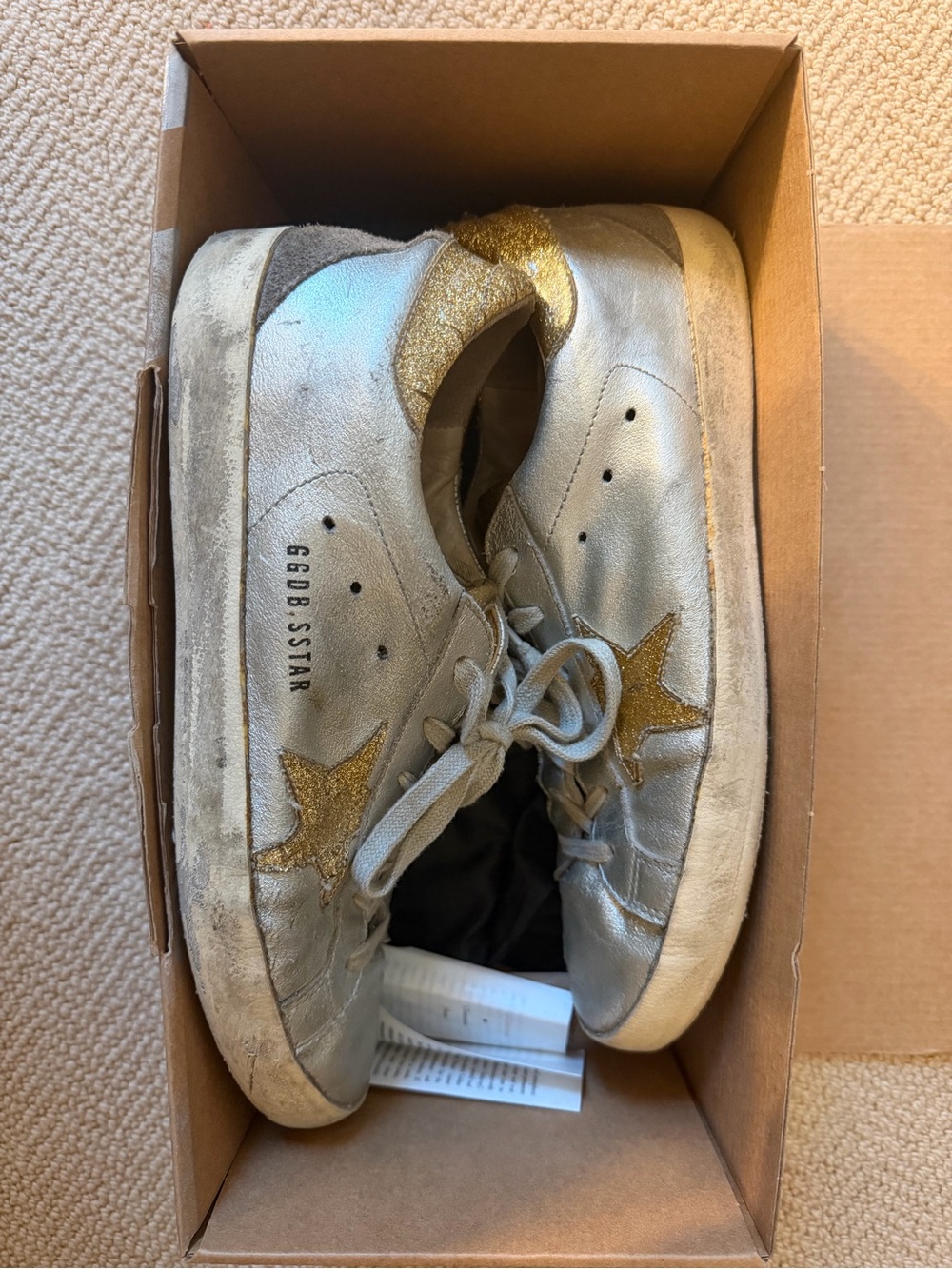 Golden Goose Gold and Silver Hi-Star Sneakers